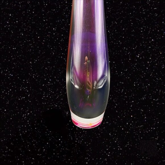 Vintage Art Glass Sommerso Wave Vase Canada Amethyst Red Green Signed 13”T 5”W - Picture 12 of 12